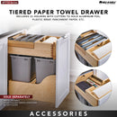 REV A SHELF  Wood Base Cabinet Paper Towel Tiered Drawer System w/ Foil Cutters and BLUM Soft-Close