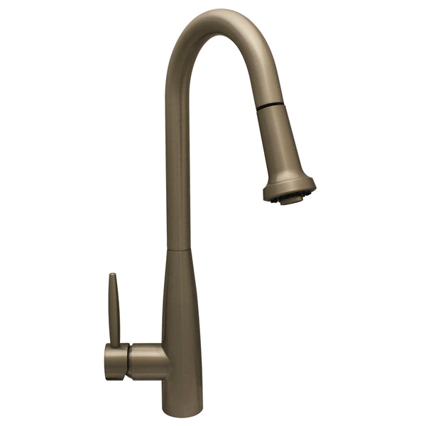 Whitehaus Jem Collectin Single Hole/Single Lever Handle Faucet with a Gooseneck Swivel Spout and Pull-Down Spray Head