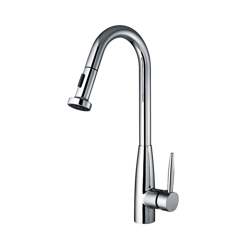 Whitehaus Jem Collectin Single Hole/Single Lever Handle Faucet with a Gooseneck Swivel Spout and Pull-Down Spray Head