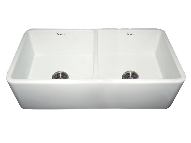 Whitehaus Farmhaus Fireclay Duet Series Reversible Sink with Smooth Front Apron