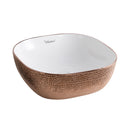 Whitehaus Isabella Plus Collection Square Above Mount Basin with an Embossed Exterior, Smooth Interior, and Center Drain