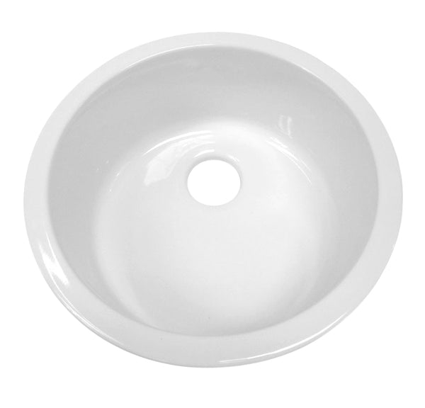 Whitehaus Elementhaus Fireclay Circular Drop In/Undermount Sink with 3 ½"  Rear Center Drain