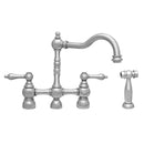 Whitehaus Englishhaus Bridge Faucet with Long Traditional Swivel Spout, Solid Lever Handles and Solid Brass Side Spray