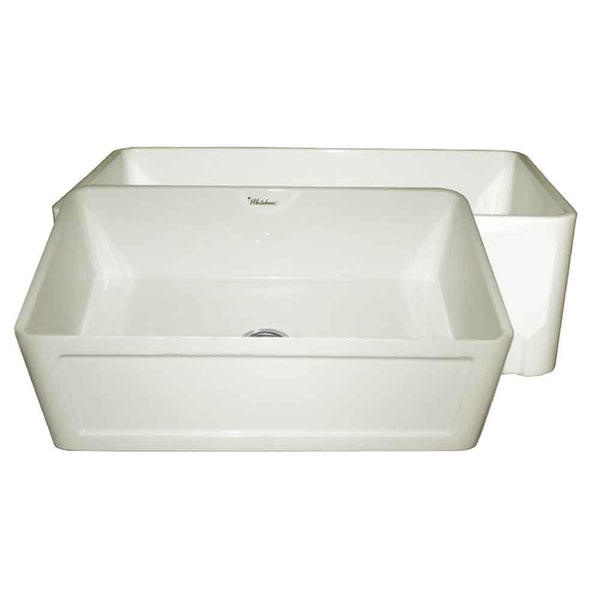 Whitehaus Farmhaus Fireclay Reversible Sink with a Concave Front Apron on One Side and Fluted Front Apron on the Other