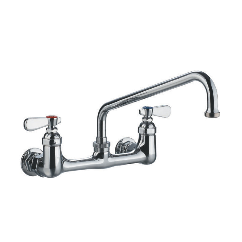 Whitehaus Heavy Duty Wall Mount Utility Faucet with an Extended Swivel Spout and Lever Handles