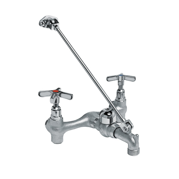 Whitehaus Heavy Duty wall mount service sink faucet with support bracket and cross handles