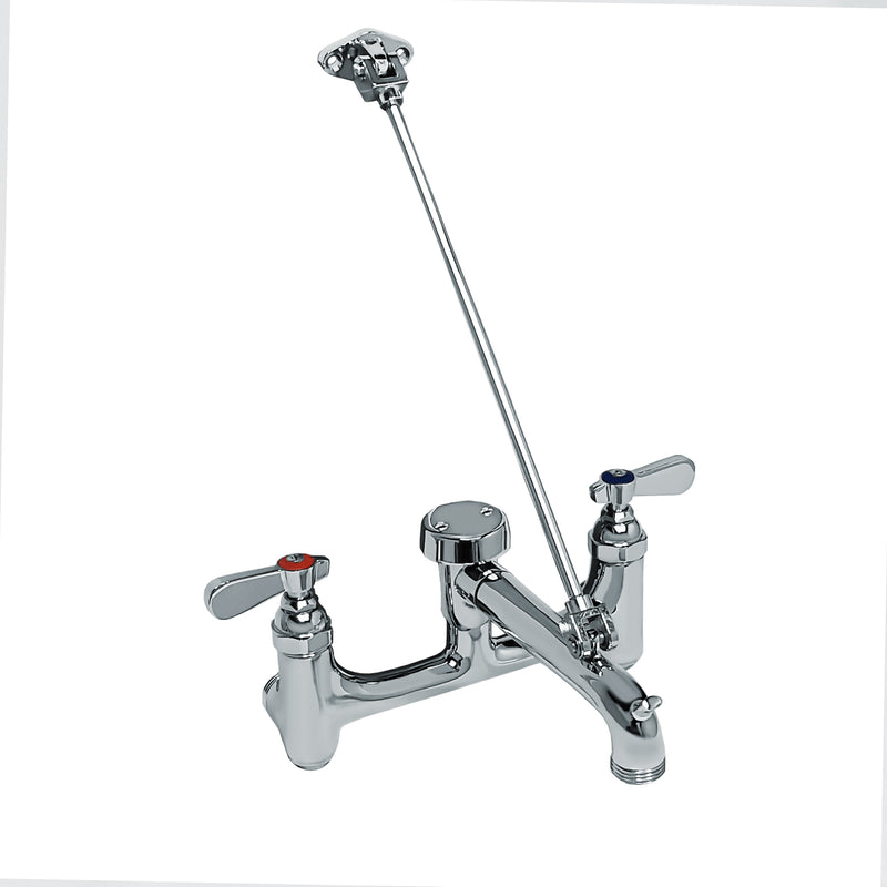 Whitehaus Heavy Duty wall mount service sink faucet with support bracket and lever handles