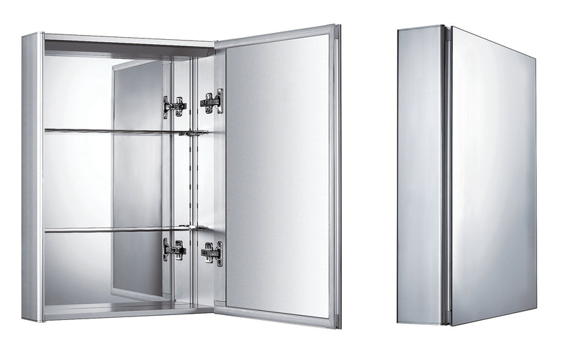 Whitehaus Medicinehaus Single Mirrored Door Anodized Aluminum Surface Mount Medicine Cabinet