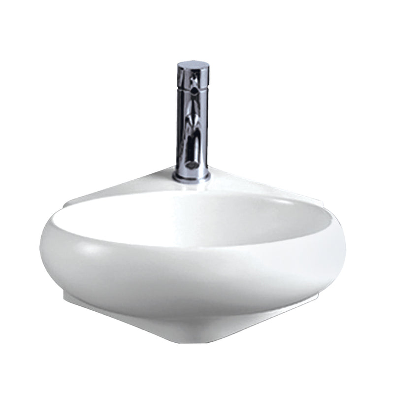 Whitehaus Isabella Collection Oval Corner Wall Mount Basin with Center Drain