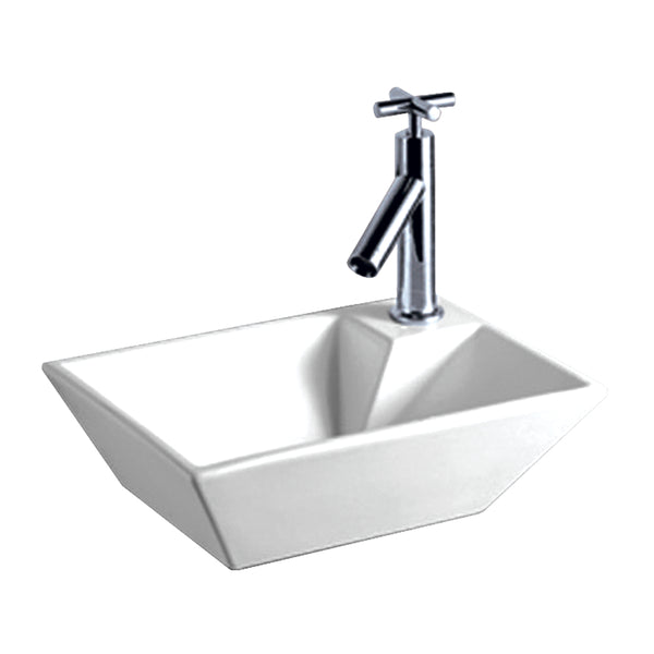 Whitehaus Isabella Collection Rectangular Wall Mount Basin with a Right Offset Single Faucet Hole