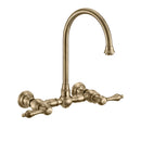 Whitehaus Vintage III Plus Wall Mount Faucet with a  Long Gooseneck Swivel Spout, Lever Handles and Solid Brass Side Spray