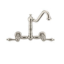 Whitehaus Vintage III Plus Wall Mount Faucet with a  Long Traditional Swivel Spout, Lever Handles and Solid Brass Side Spray