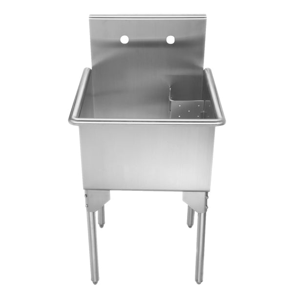 Whitehaus Pearlhaus Brushed Stainless Steel Small Square, Single Bowl Commerical Freestanding Utility Sink