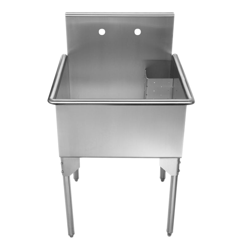 Whitehaus Pearlhaus Brushed Stainless Steel Square, Single Bowl Commerical Freestanding Utility Sink