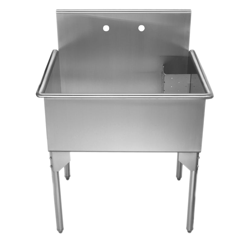 Whitehaus Pearlhaus Brushed Stainless Steel  Single Bowl Commerical Freestanding Utility Sink