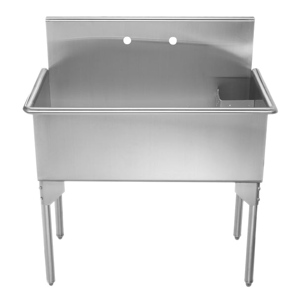 Whitehaus Pearlhaus Brushed Stainless Steel  Large, Single Bowl Commerical Freestanding Utility Sink