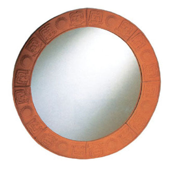 Whitehaus New Generation Large Round Mirror with Embossed Terra Cotta Border