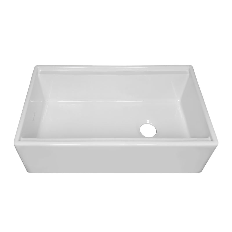 Whitehaus Whitehaus Collection 30" Reversible Single Bowl Fireclay Sink Set with a Smooth Front Apron, Walnut Wood Cutting Board and Stainless Steel Grid