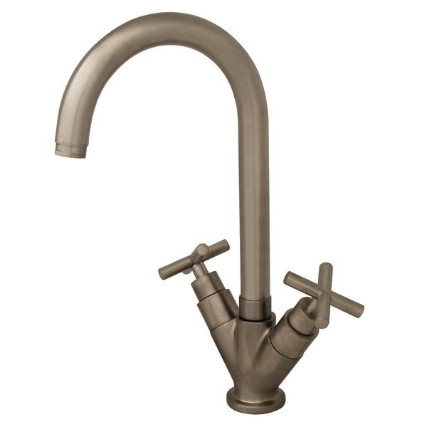 Whitehaus Luxe Single Hole/Dual Handle Entertainment/Prep Faucet with High Tubular Swivel Spout