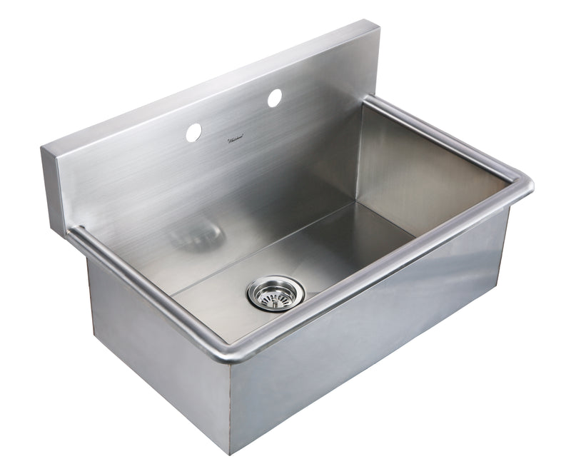 Whitehaus Noah's Collection Brushed Stainless Steel Commercial Drop-in or Wall Mount Utility Sink