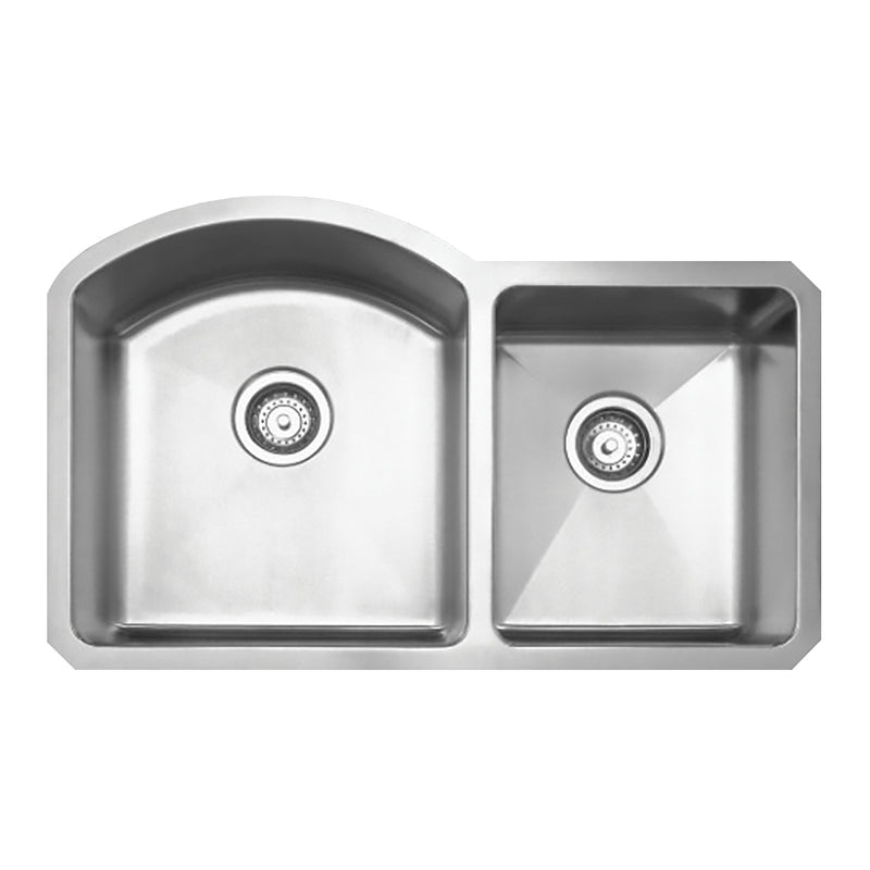 Whitehaus Noah's Collection Brushed Stainless Steel Chefhaus Series Double Bowl Undermount Sink