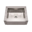 Whitehaus Noah's Collection Brushed Stainless Steel Commercial Single Bowl Sink with a Decorative Notched Front Apron
