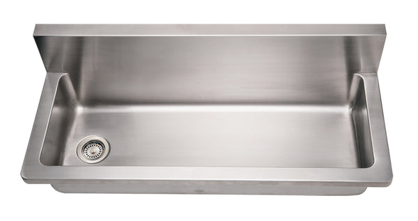 Whitehaus Noah's Collection Brushed Stainless Steel Commercial Single Bowl Wall Mount Utility Sink