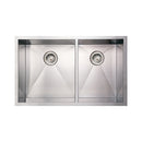 Whitehaus Noah's Collection Brushed Stainless Steel Commercial Double Bowl Undermount Sink