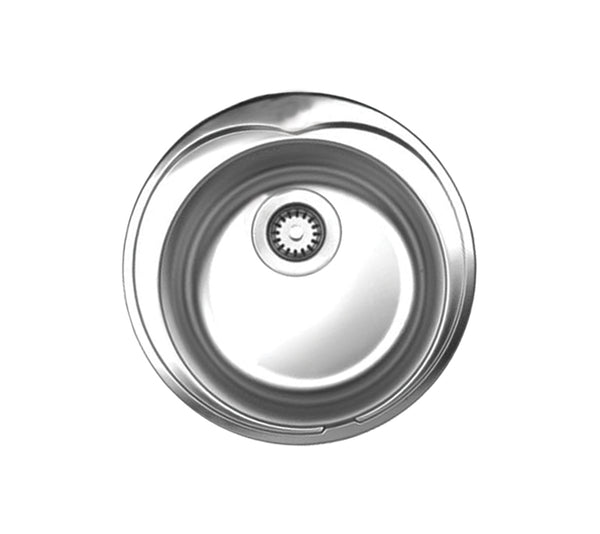 Whitehaus Noah's Collection Brushed Stainless Steel Large Round Drop-in Sink