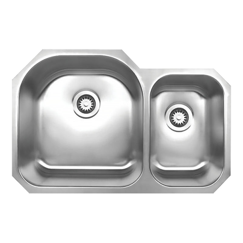 Whitehaus Noah's Collection Brushed Stainless Steel Double Bowl Undermount Sink