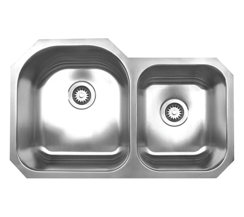 Whitehaus Noah's Collection Brushed Stainless Steel Double Bowl Undermount Sink