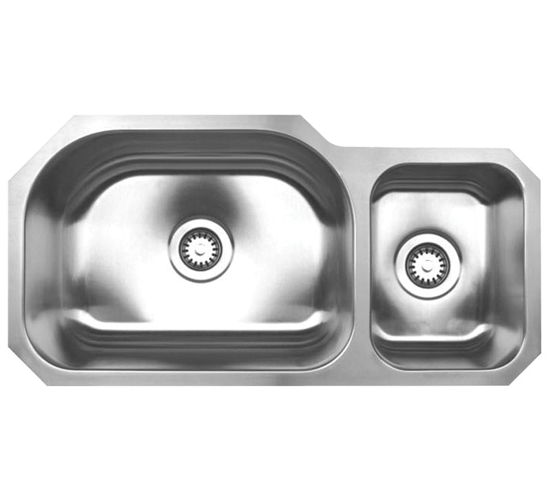 Whitehaus Noah's Collection Brushed Stainless Steel Double Bowl Undermount Sink