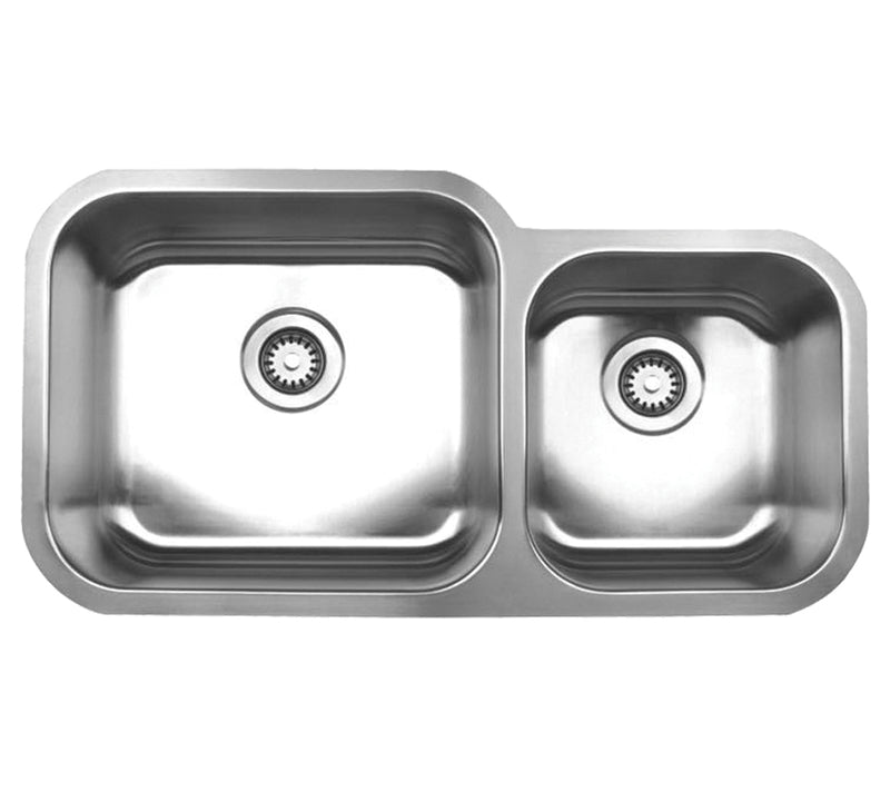 Whitehaus Noah's Collection Brushed Stainless Steel Double Bowl Undermount Sink