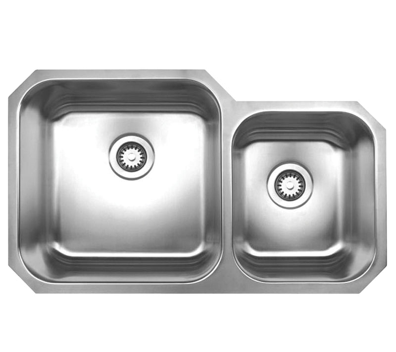 Whitehaus Noah's Collection Brushed Stainless Steel Double Bowl Undermount Sink