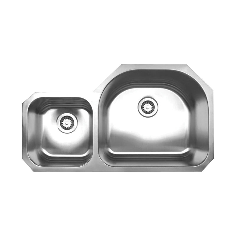 Whitehaus Noah's Collection Brushed Stainless Steel Double Bowl Undermount Sink