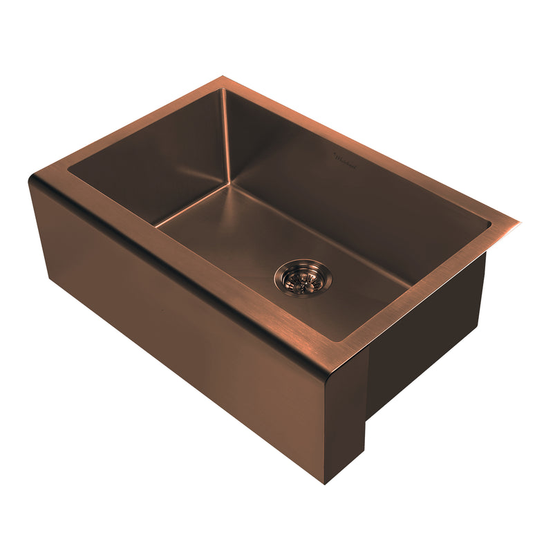 Whitehaus Noah Plus 16 gauge Single Bowl Undermount Sink Set with a seamless customized front Apron