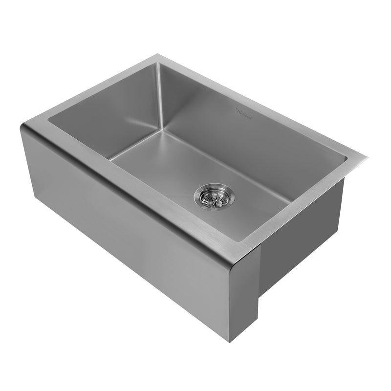 Whitehaus Noah Plus 16 gauge Single Bowl Undermount Sink Set with a seamless customized front Apron