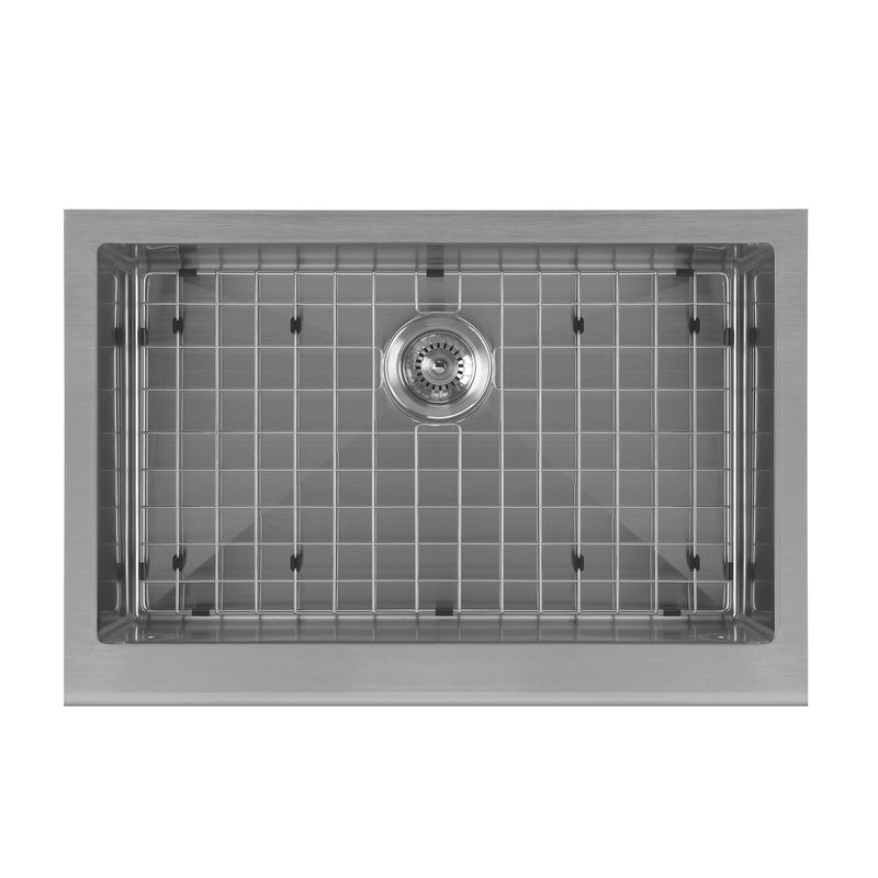 Whitehaus Noah Plus 16 gauge Single Bowl Undermount Sink Set with a seamless customized front Apron