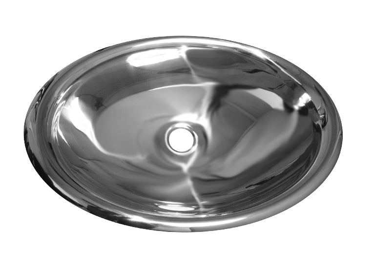 Whitehaus Noah's Collection Mirrored Stainless Steel Drop-In Bathroom Basin