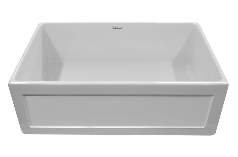 Whitehaus Fireclay 33" Large Reversible Sink with Concave Front Apron on One Side and a Plain Front Apron on the Other