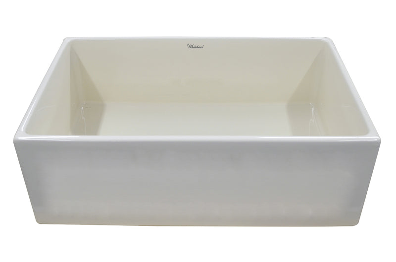 Whitehaus Fireclay 33" Large Reversible Sink with Concave Front Apron on One Side and a Plain Front Apron on the Other