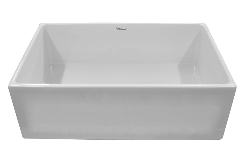 Whitehaus Fireclay 33" Large Reversible Sink with Concave Front Apron on One Side and a Plain Front Apron on the Other