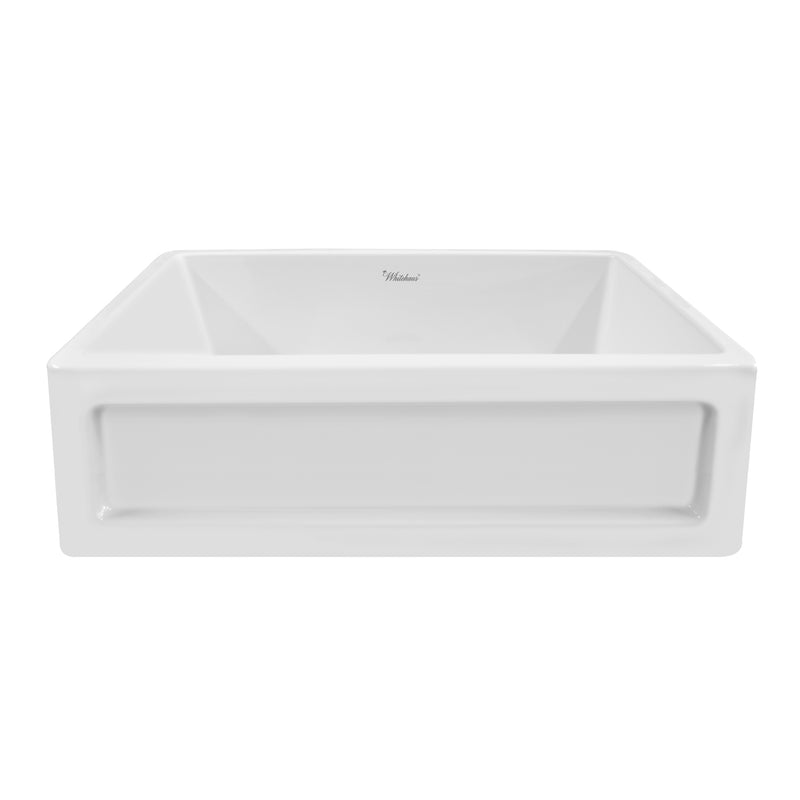 Whitehaus Shakerhaus 33" Reversible Kitchen Fireclay Sink with Shaker Design Front Apron on one Side and an Elegant Beveled Front Apron on the Opposite Side