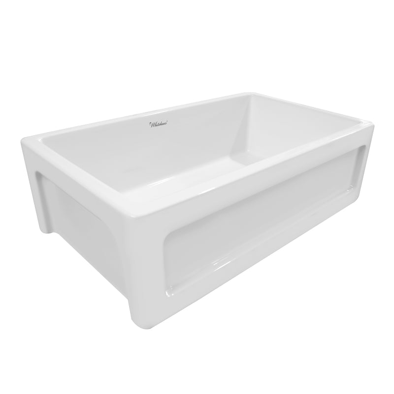 Whitehaus Shakerhaus 33" Reversible Kitchen Fireclay Sink with Shaker Design Front Apron on one Side and an Elegant Beveled Front Apron on the Opposite Side