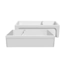 Whitehaus Glencove Fireclay 42" Large Double Bowl  Reversible Sink with an Elegant Beveled Front Apron on One Side and a Decorative Lip on the Opposite Side