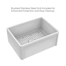 Whitehaus Whitehaus Collection 24" Reversible Single Bowl Fireclay Kitchen Sink with Grid: Three Edge Frame, Plain Front Apron