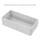 Whitehaus Whitehaus Collection 36" Reversible Single Bowl Fireclay Kitchen Sink with Grid: Three Edge Frame, Plain Front Apron