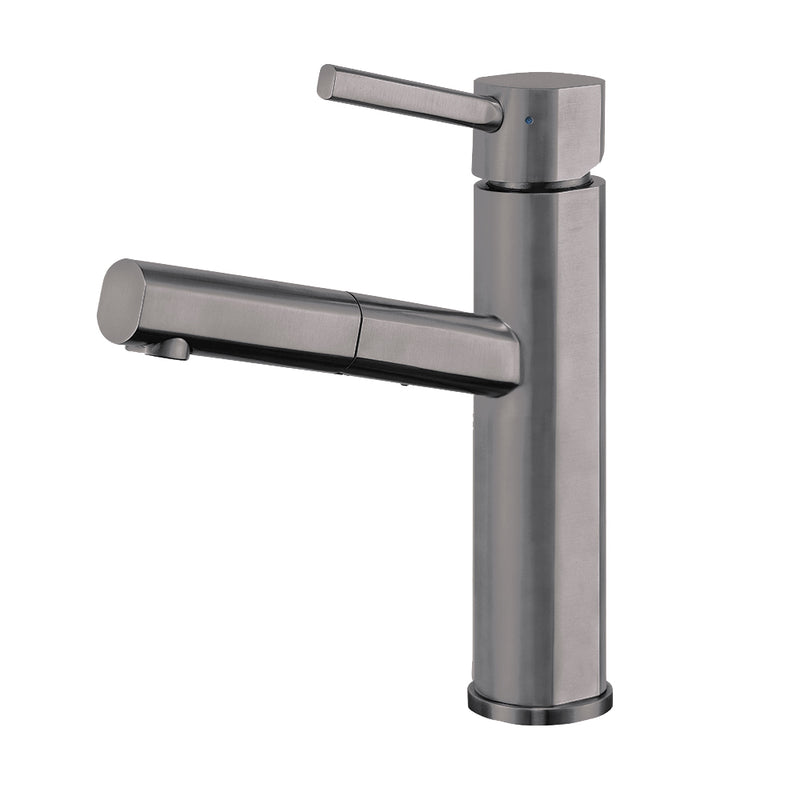 Whitehaus Waterhaus Lead-Free Solid Stainless Steel, Single Hole, Single Lever Kitchen Faucet with Pull-out Spray Head