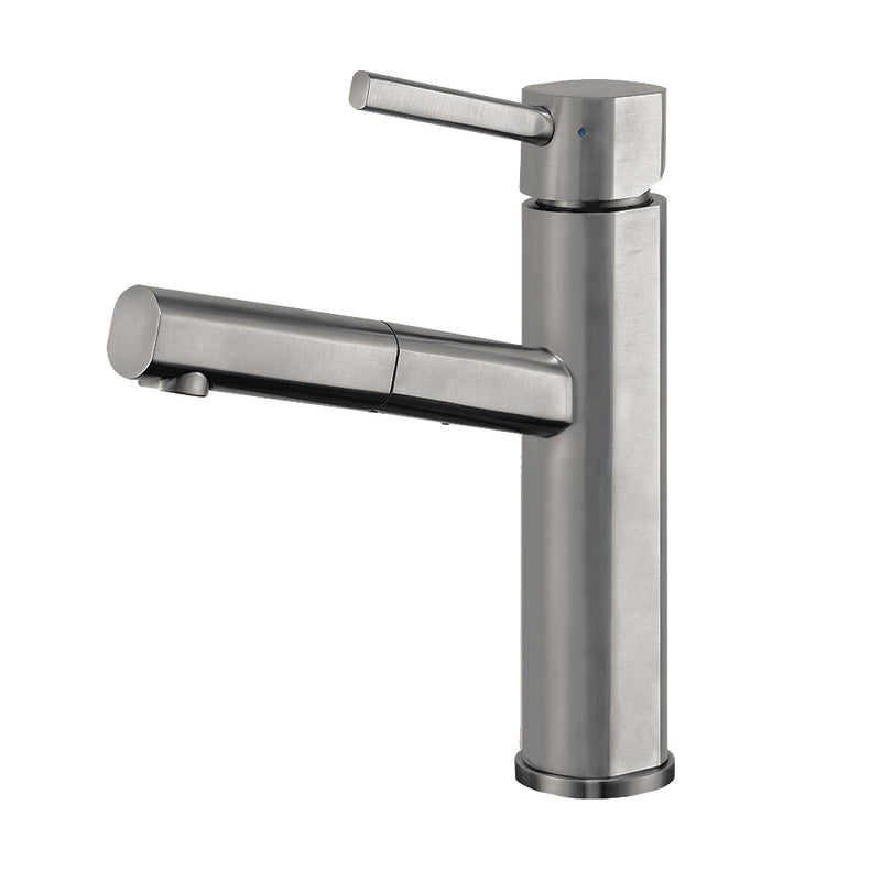 Whitehaus Waterhaus Solid Stainless Steel, Single Hole, Single Lever Kitchen Faucet with Pull-out Spray Head