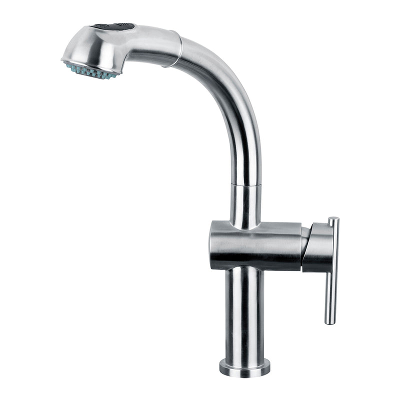 Whitehaus Waterhaus Lead Free, Solid Stainless Steel Single-Hole Faucet with Pull Out Spray Head and Solid Lever Handle